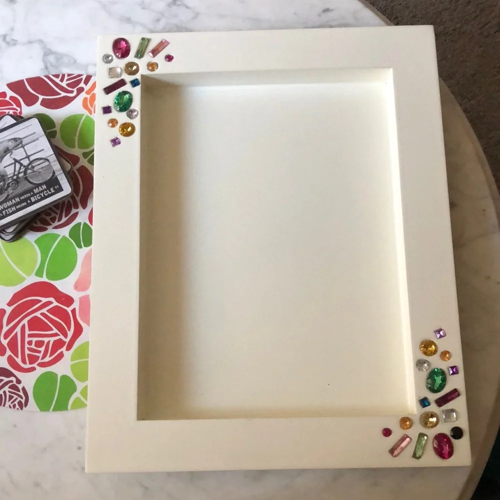 Z Gallerie Tray💖Decorative Gem-Embellished White Tray! For serving or your lap!